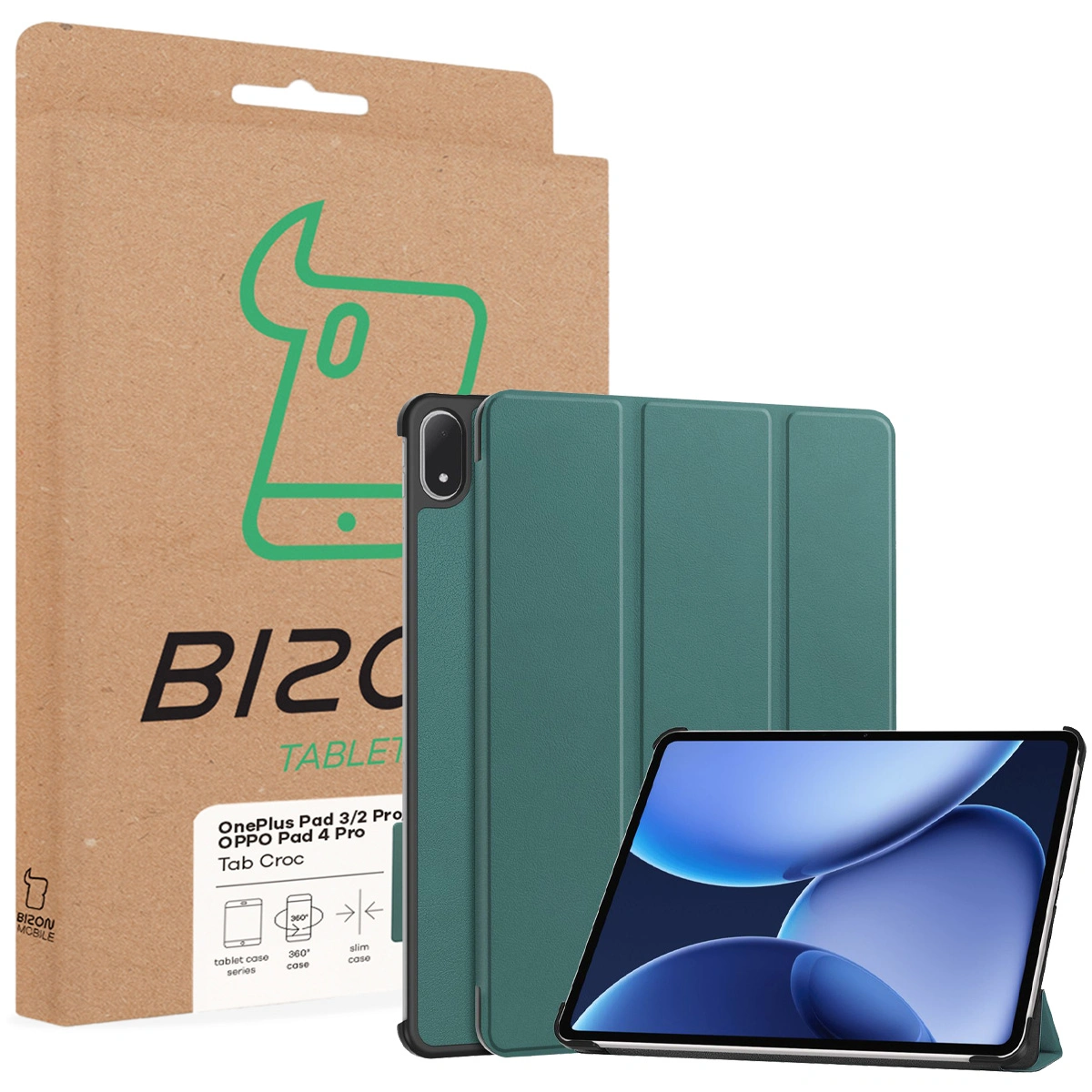 Przód pudełka Bizon Case z dedykowaną etykietą do OnePlus Pad 3 / OnePlus Pad 2 Pro / OPPO Pad 4 Pro